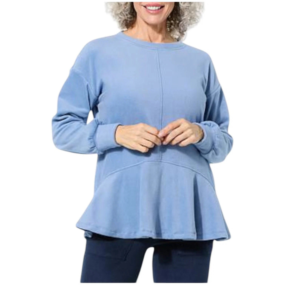 Comfort Code Women's Fleece Flutter-Hem Pullover Stone Blue - Regular